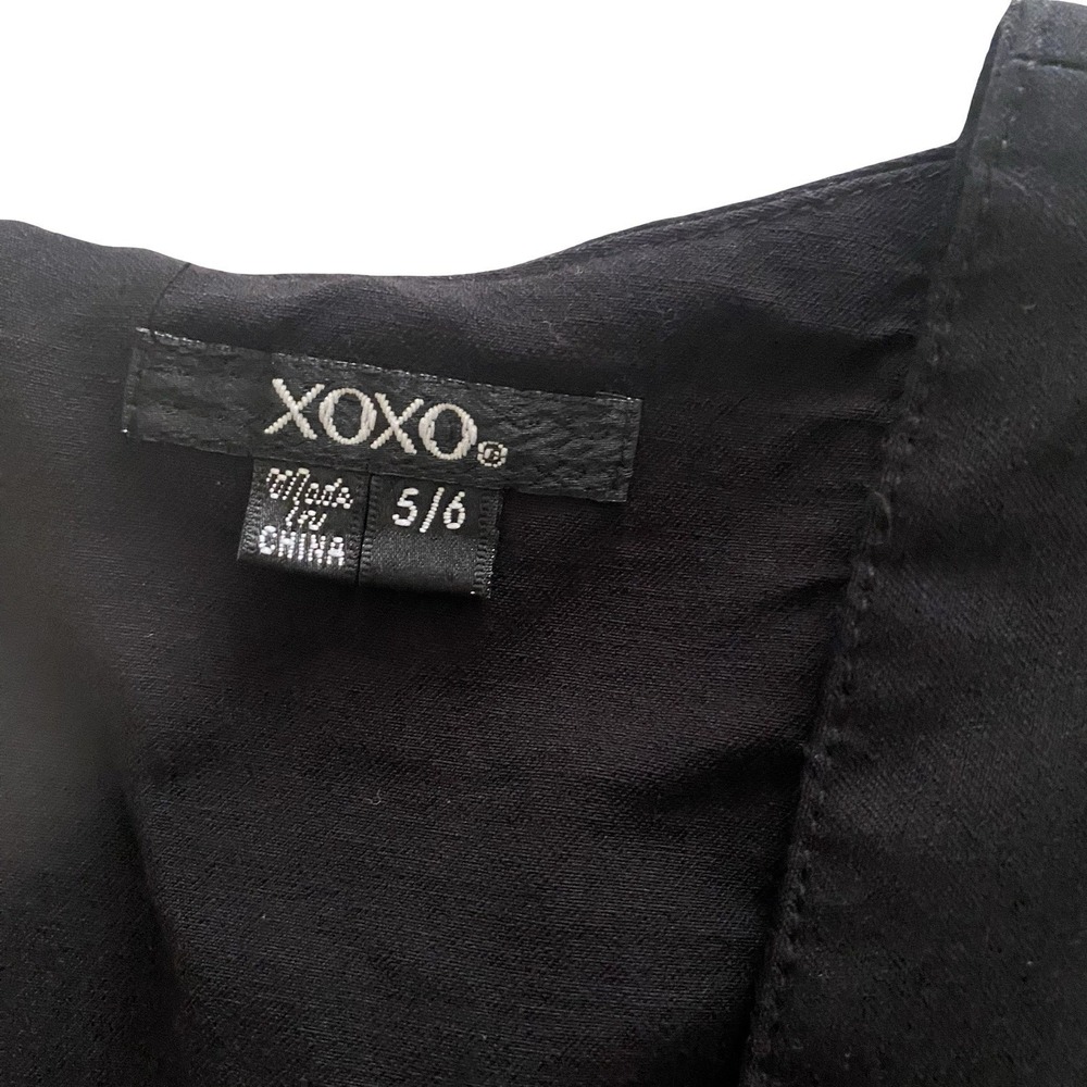 XOXO Black Sheath Dress Square Neck Cap Sleeve Knee Length Women 5/6 - Picture 3 of 10